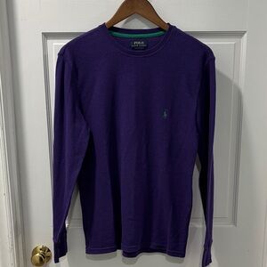 Polo Ralph Lauren Long Sleeve Thermal Henley Shirt Size M Purple with Green Pony